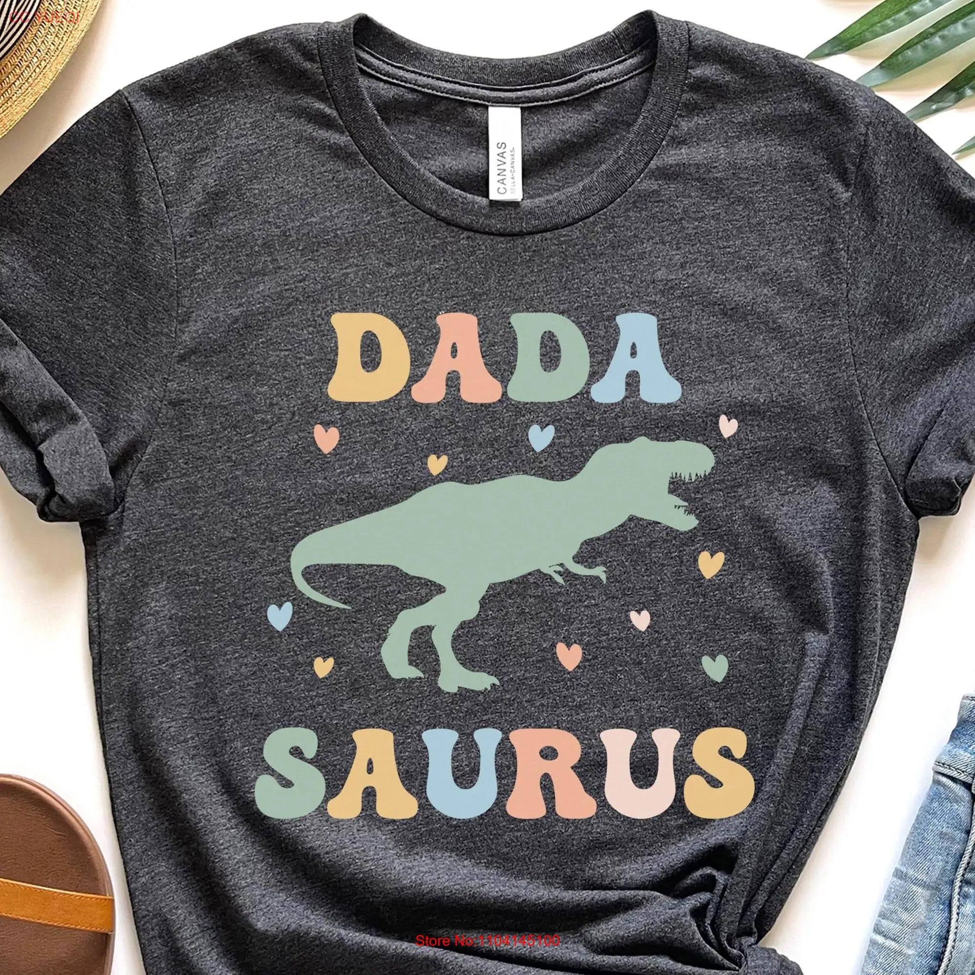 Daddysaurus T Shirt For Fathers Day Funny Daddy Saurus Dada Pregnancy Announcement First Time Dino long or short sleeves