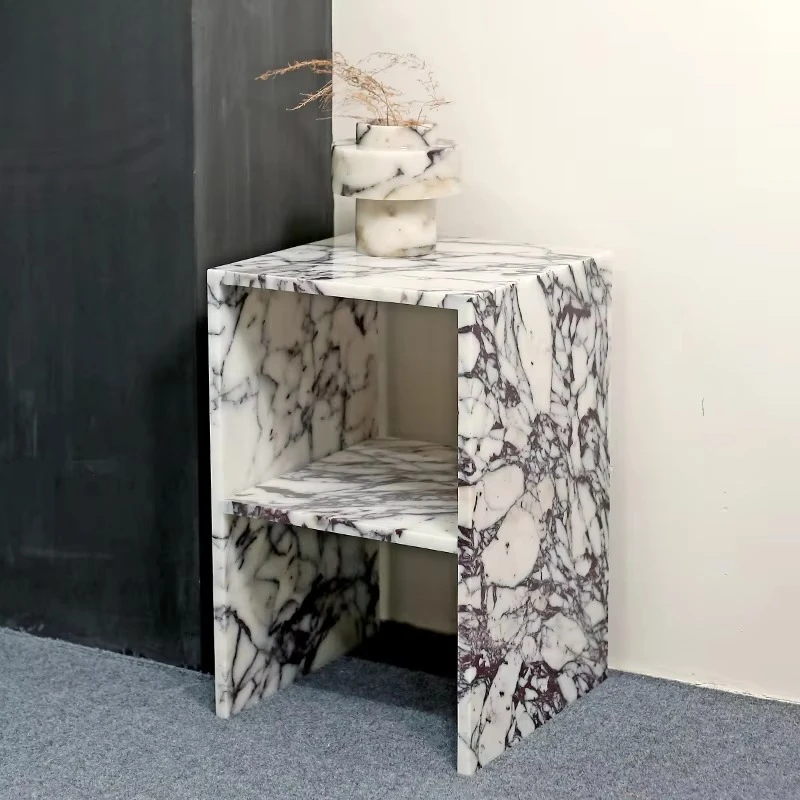 

Natural Italy Calacatta Viola Marble Stone Side Tea Sofa End Table Nightstand for Apartment Villa Mansions Bed Room Living Room