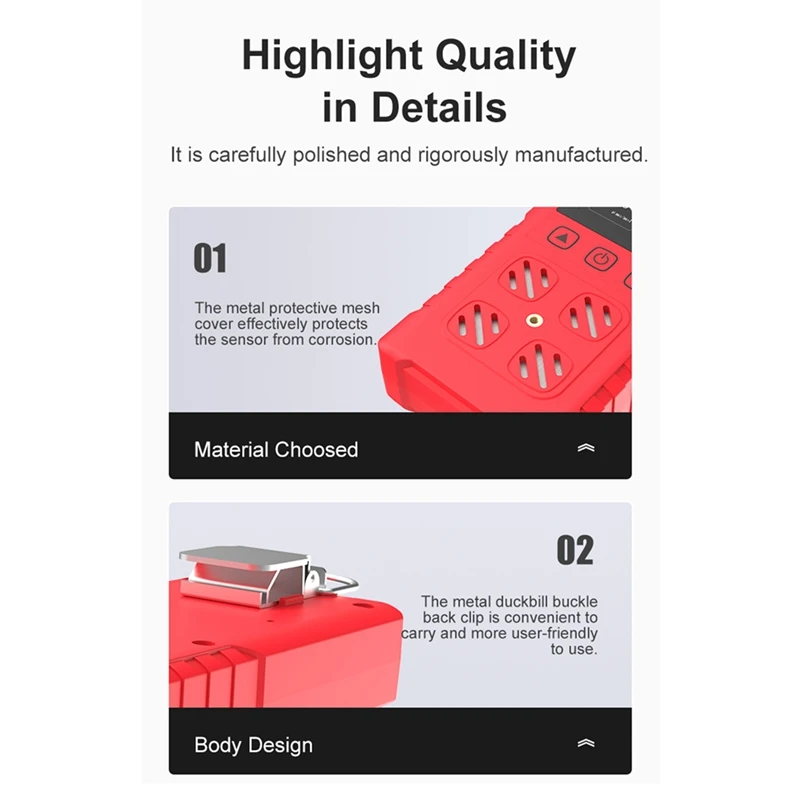 DR850 4 en 1 detector de gas múltiple portátil IP65 medidor de fuga de gas impermeable para O2/CO/H2S/COMB