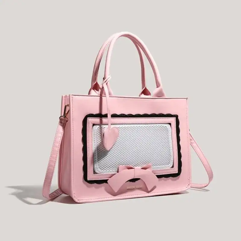 Bloom Japanese Pink Ita Women Lolita Transparent Bow Large Capacity Handbag Ladies Sweet Kawaii Tote Bag Crossbody Bags