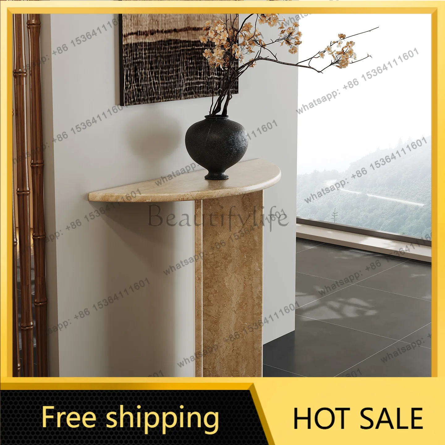 XX. Natural Travertine Entrance Table Create Living Room Entrance Marble End View Desk