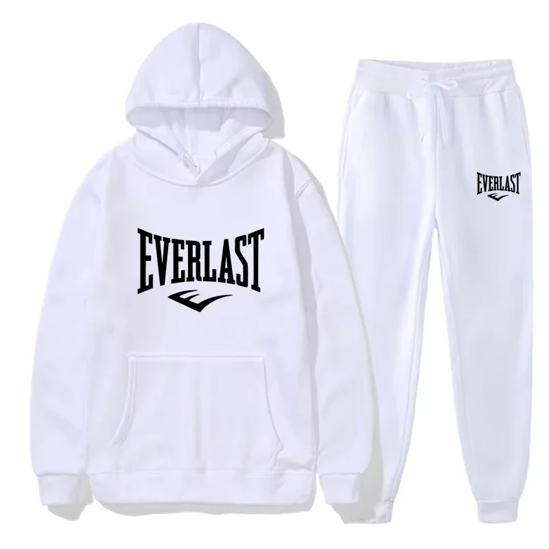 남성용 EVERLAST 운동복 피트니스 체육관 의류 러닝 세트 운동복 스트랩 Autumn_Winter 까마귀 세트 남성용 새 스타일 의류