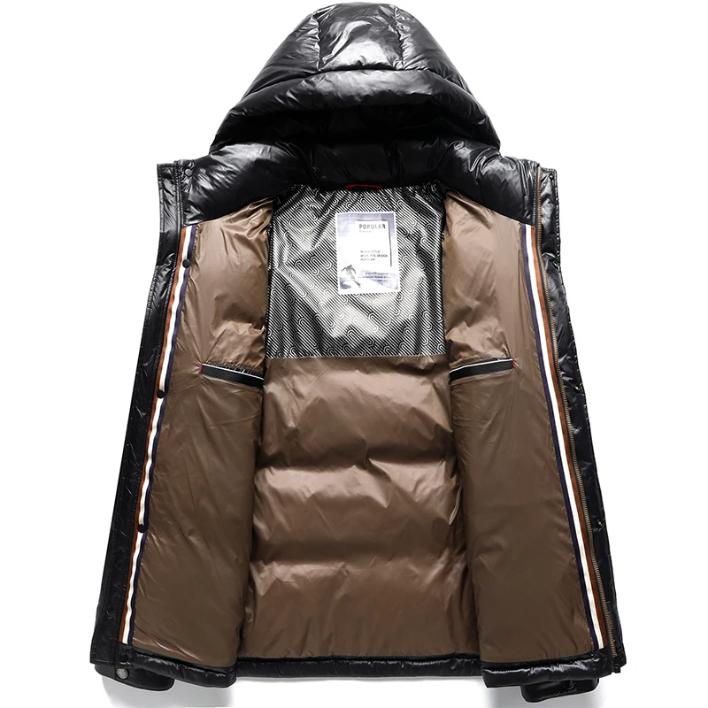 2025 Winter New Men's Hooded Down Jacket with Duck Down Content of 90% and Thickened Velvet for Warmth for Middle aged and Youth