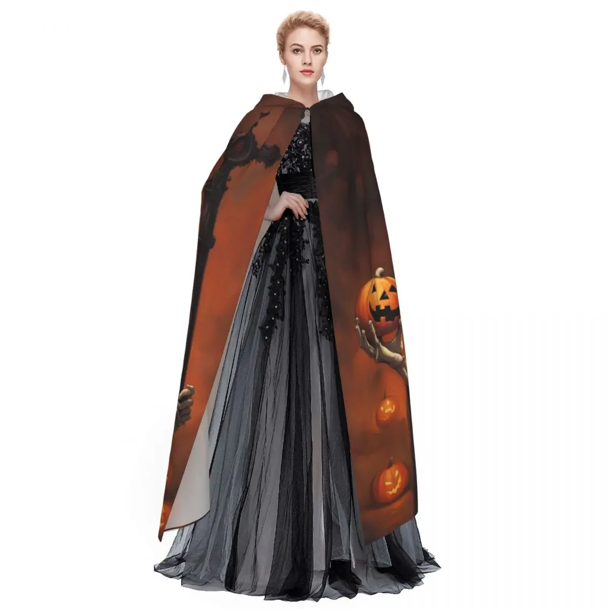 Santa muerte longo capa com capuz bruxa traje medieval cosplay capa halloween vampiro adulto unisex