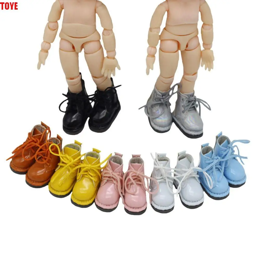 1 Pair High-top Obitsu 11 Doll Leather Boots Plating Silver Mini 1/12 Bjd Doll Leather Shoes Casual PU Leather