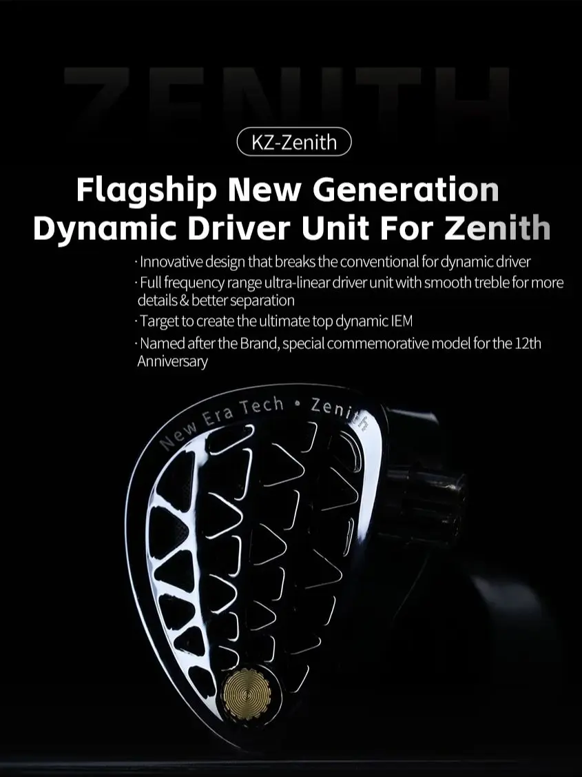 KZ Zenith Najnowsze regulowane słuchawki douszne Metalowy zestaw słuchawkowy z dynamicznym przetwornikiem lEM — zdjęcie produktu 7