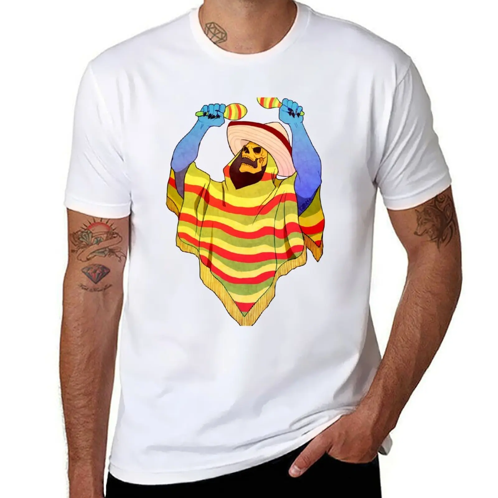 

mexican skeletor T-Shirt Big Size Short Sleeve Tee for Men