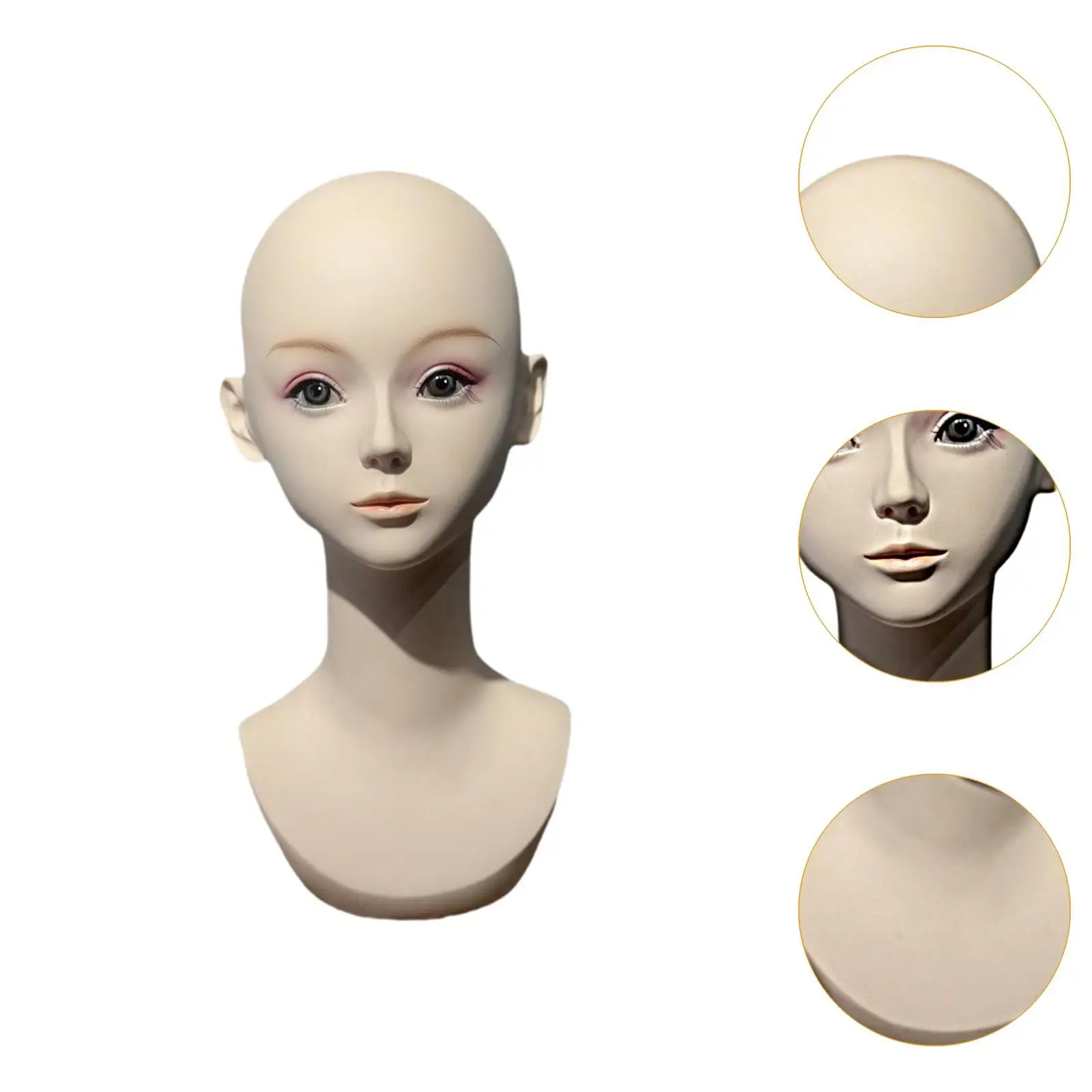 Modello di visualizzazione parrucca liscia con testa di manichino femminile per orecchini, gioielli, occhiali