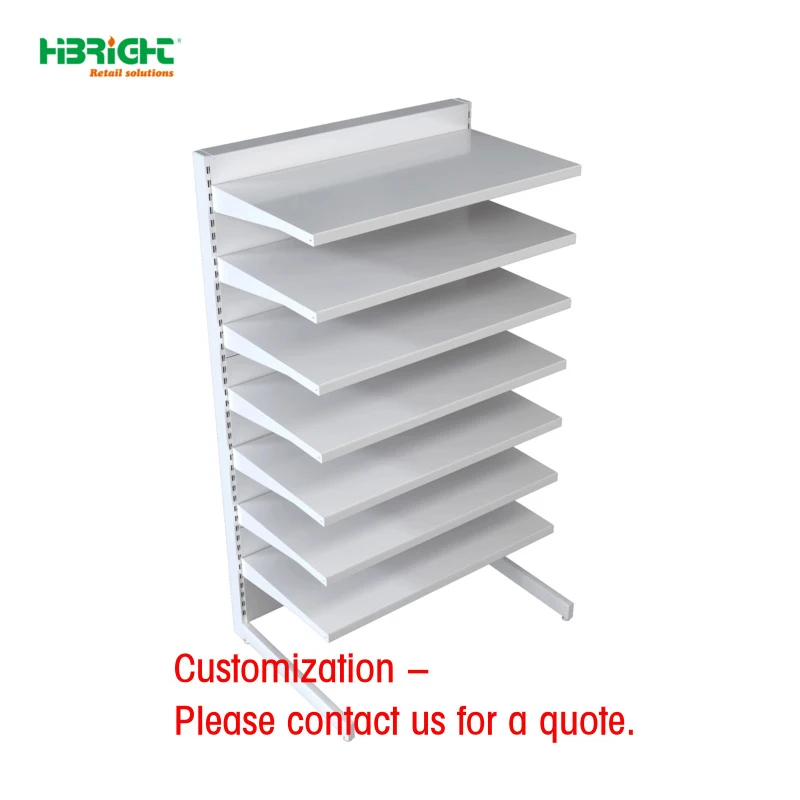 custom.Highbright HBE-SR Heavy Duty Light Duty Metal Supermarket Display Rack Back Freestanding Solid Shelves Quick Installation