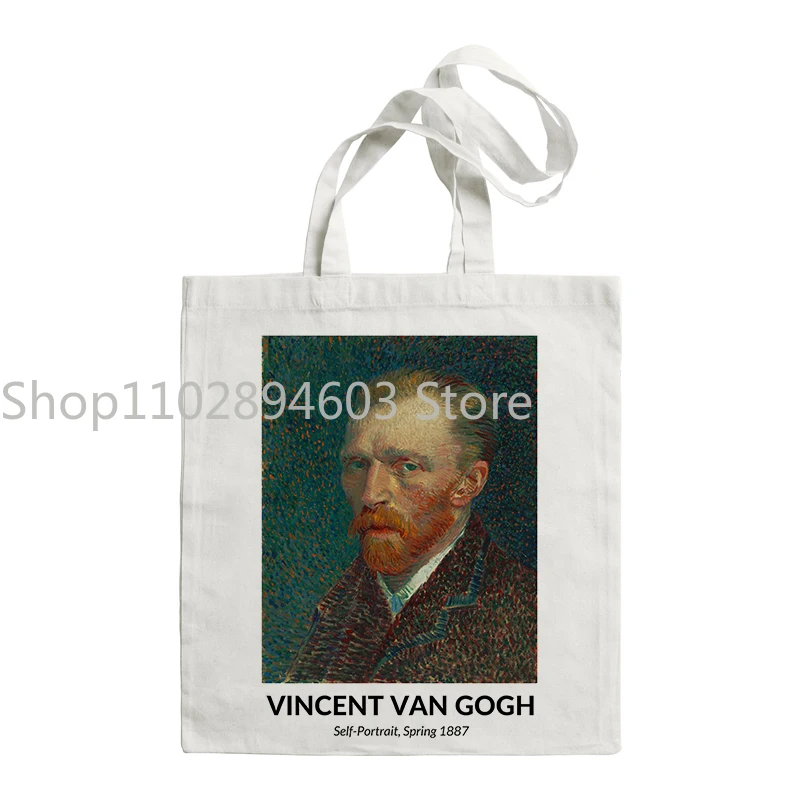 Van Gogh Malerei Frauen Leinwand Umhängetasche hohe Kapazität Einkaufstasche Ästhetik Einkaufstaschen Baumwolle Handtaschen Bücher Tasche für Mädchen