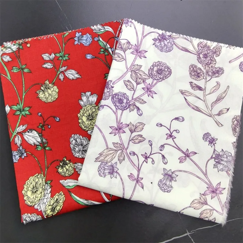 

Hot selling Pure cotton Flower Vine Flower pattern fabric manual DIY sewing clothing dress 100 cotton fabric