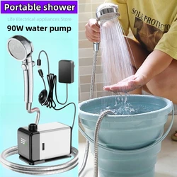 Ducha de medición de temperatura inteligente Ducha portátil para el hogar Motor sin escobillas de cobre puro Ducha de una sola pieza simple de la instalación Bomba de agua eléctrica 90W Barra de calefacción 2500W