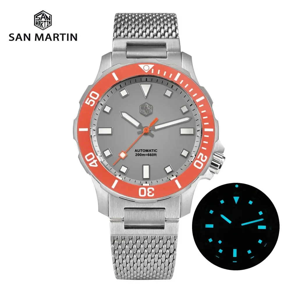 

San Martin 39.5mm V2 Watch For Men Original Design NH35 Movement Automatic Mechanical Watch Bracelet Waterproof 200m Luminous