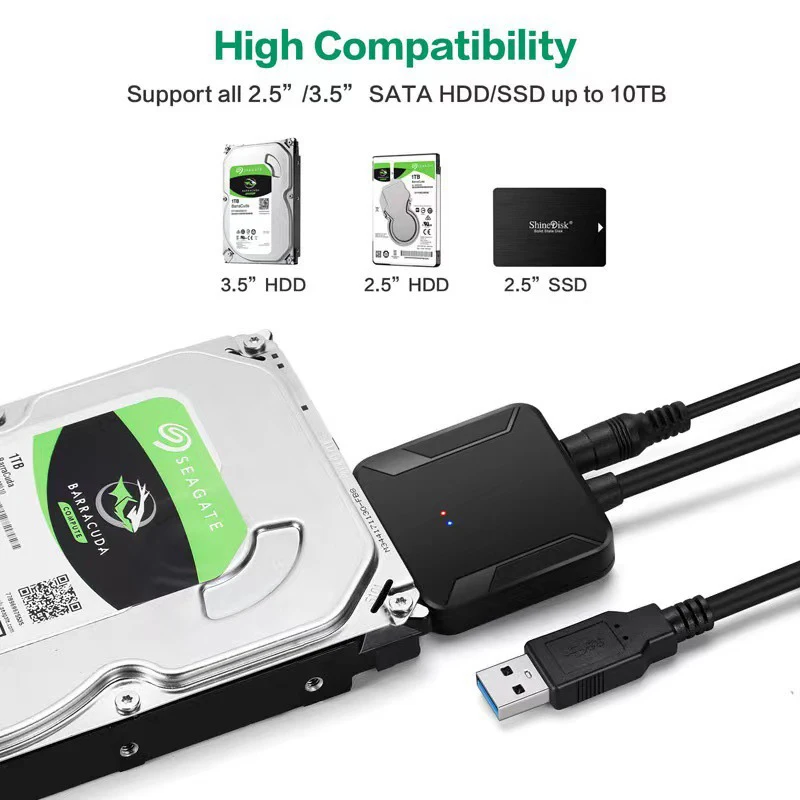 كابل محول USB 3.0 عالي الجودة إلى SATA بسرعة 5 جيجابت في الثانية لمحرك الأقراص الصلبة للكمبيوتر المحمول 2.5 3.5 SATA HDD SDD DVD