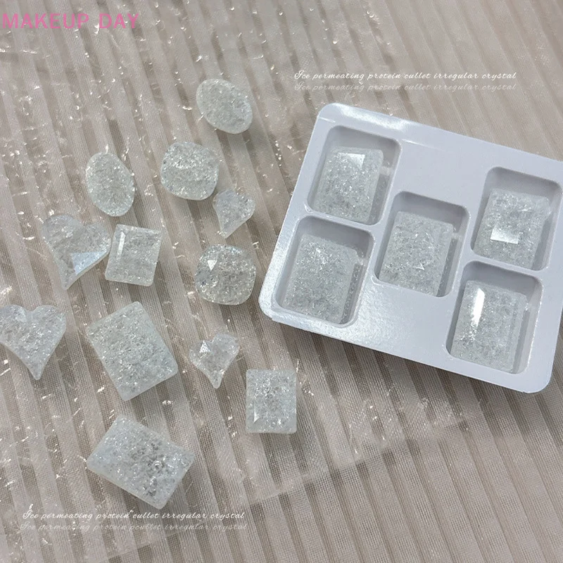 Cristal transparente superbrillante para decoración de uñas, 5 piezas, piedra de cristal desnuda, 3D diamantes de imitación, accesorios para manicura