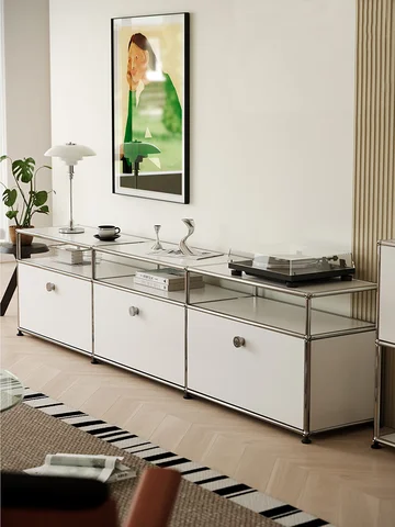 Porta TV Armadietti portaoggetti Armadietto ad angolo Vetrina portaoggetti in metallo Armadi da soggiorno Mobili