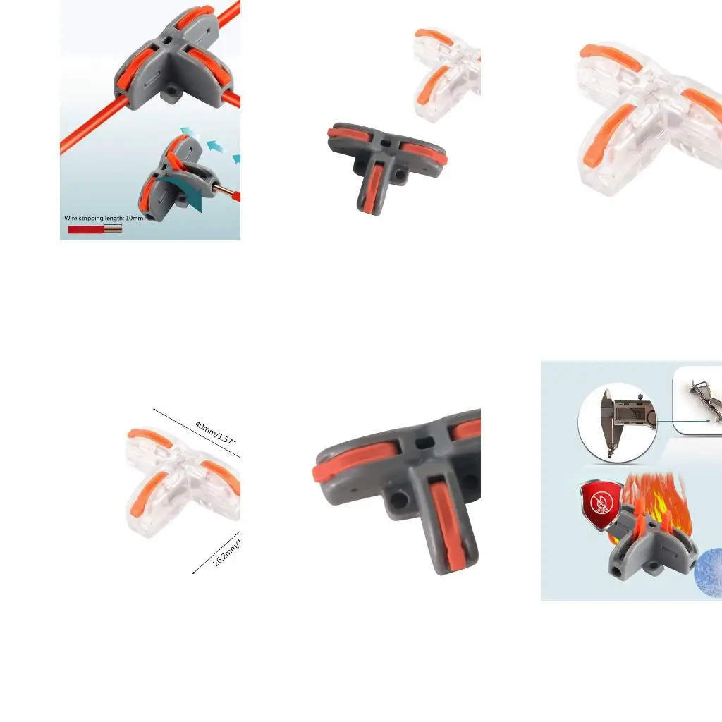 Compact Wire Connector T-type Push in Wiring Terminal Block Cable Splitter for Solid Single Flexible Electric Wires