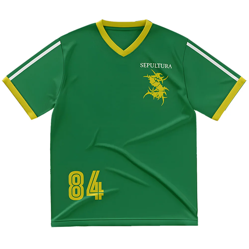 84 Soccer Jersey Sepultura Death Metal Band T Shirts Men's Women Top Tee Streetwear Casual Tee Summer Fashion Breathable Clothes image 2