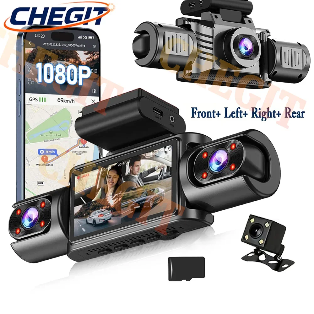 2026 4 Channel 360° Car Dash Cam HD 1080P DVR Night Vision 24H Parking Monitor WiFi Dash Cam 24H Parking Camera Black Box