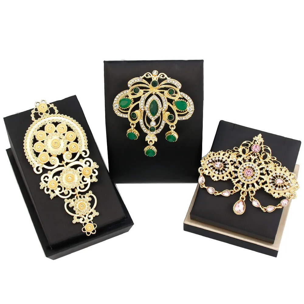 Arabic Indian Women Brooch Gold Color Crystal Morocco Jewelry Caftan Brooch Pins Bride Dress Corsage Sunspicems