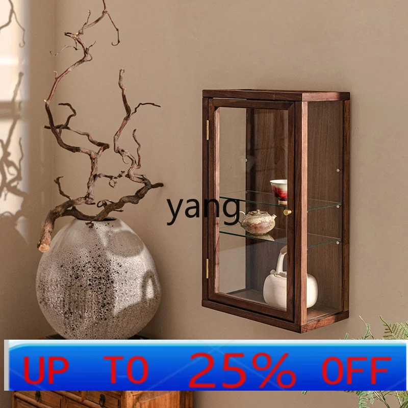 CX  Solid Wood Storage Cabinet Wall Hanging Tea Ware Display Cabinet Shelf Display Cabinet