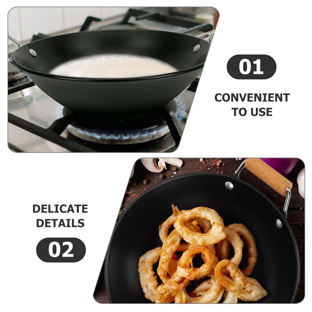 

2pcs Handle Wok Small Dry Hot Pot Thickened Sturdy Cooking Pan Household Kitchen Supply Non-Sticktakeaway Pot Camp