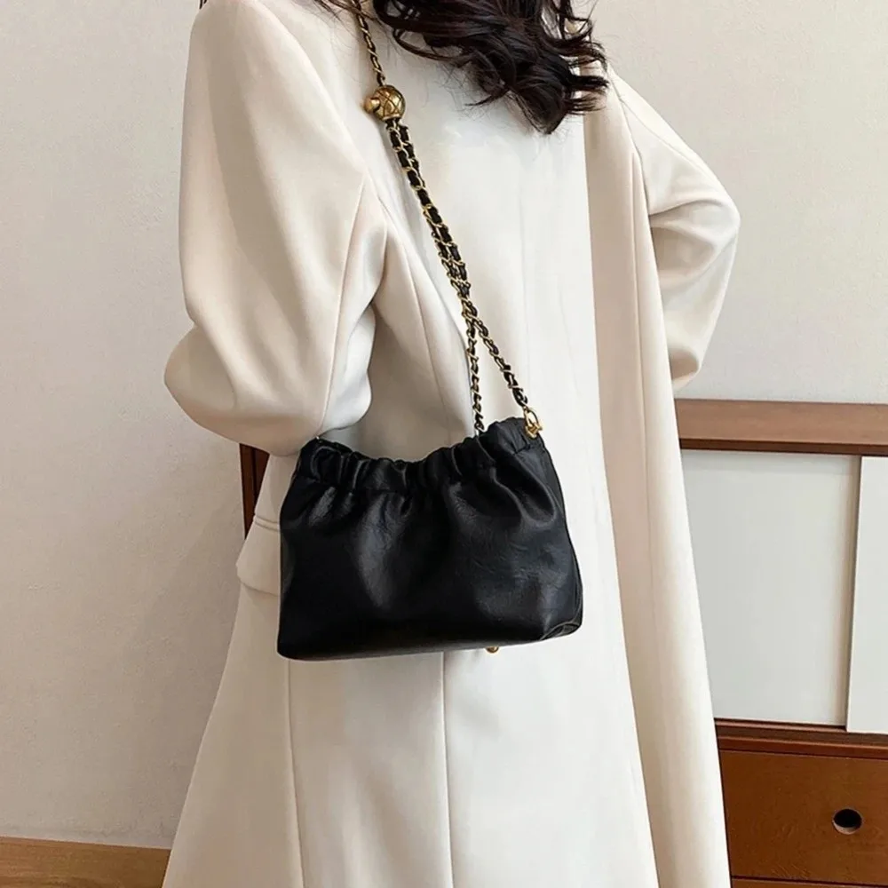 

Stylish Versatile Women Chain Shoulder Bag Casual Hobo Bag Crossbody Tote Bag Girl Purse Pleatd Satchel Sling Bag