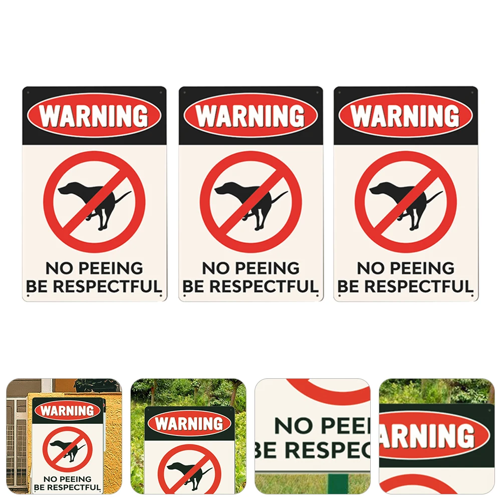 

3pcs Pet Dog Warning Sign Iron Vintage Yard Sign No Peeing Defecation Prevention for Outdoor Lawn Courtyard Use Traffic