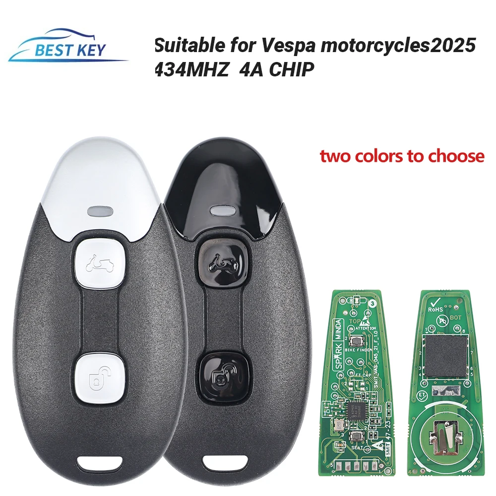 Best Key Smart Motorcycle Key 434Mhz 4A Chip 2-Button for Vespa LX125 Primavera150 Sprint150 GTV300 GTS300 GTS310 2025