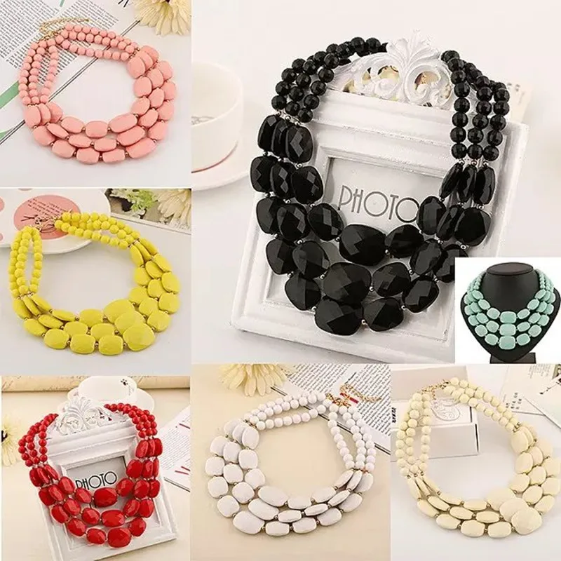 wedding necklace punky necklace party necklace women\'s personality twist two-color earrings pearl two-piece set bead jewelry