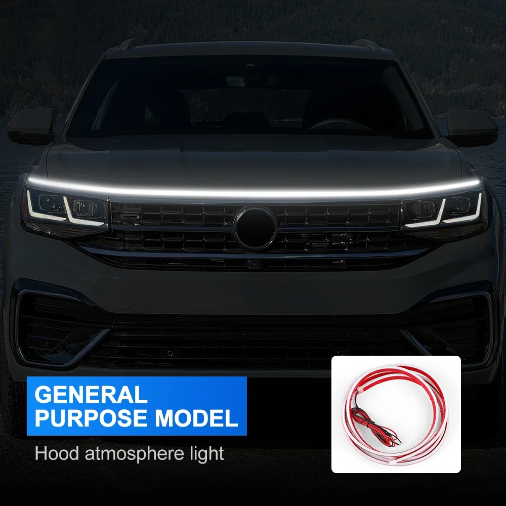 Striscia luminosa universale per cofano a LED per auto RGB ambientale decorativa 12V luce cofano motore tagliabile flessibile lampada al neon per umore accessorio fai da te