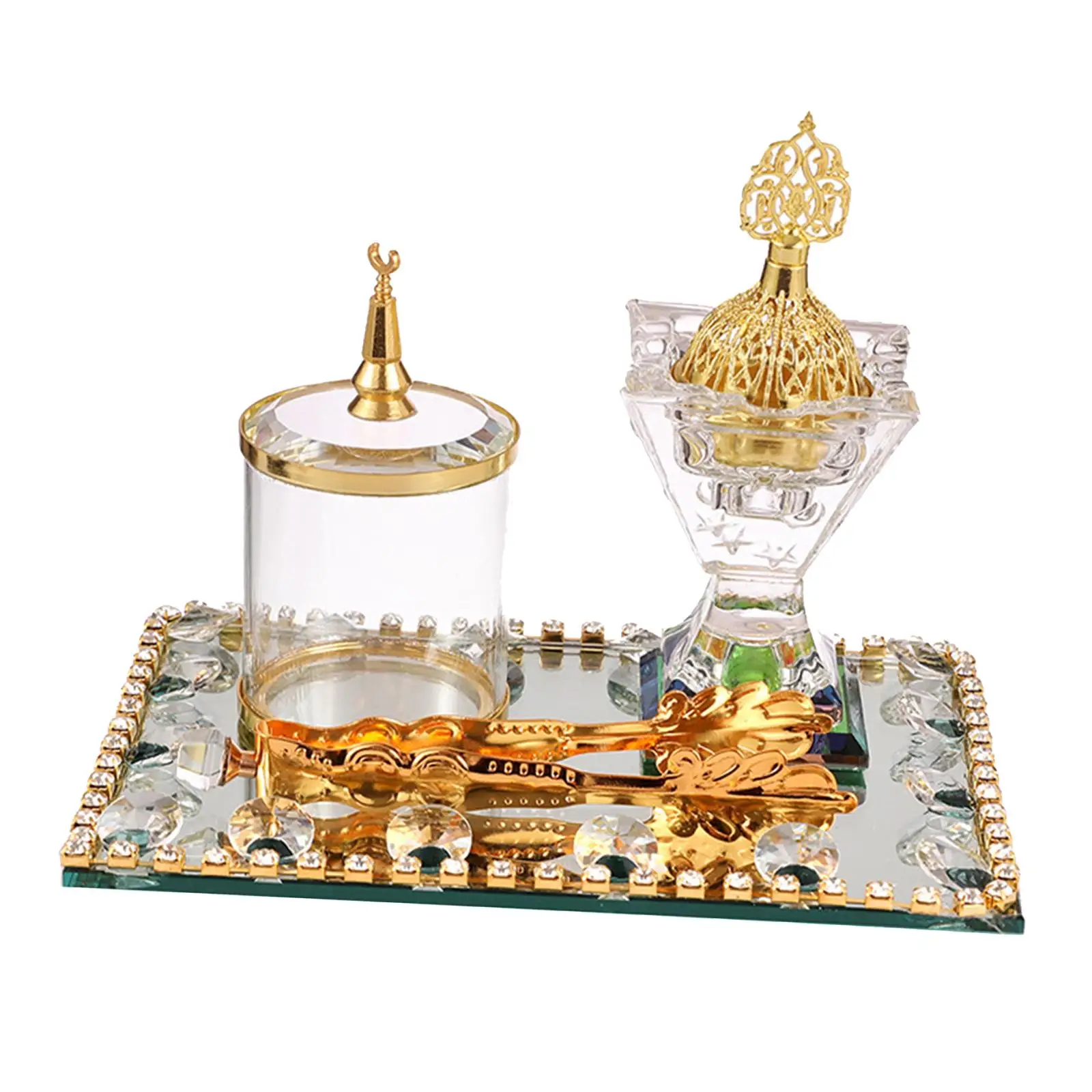 Arabian Burner Set Vanity Tray, Tongs Ornament for Bedroom Home