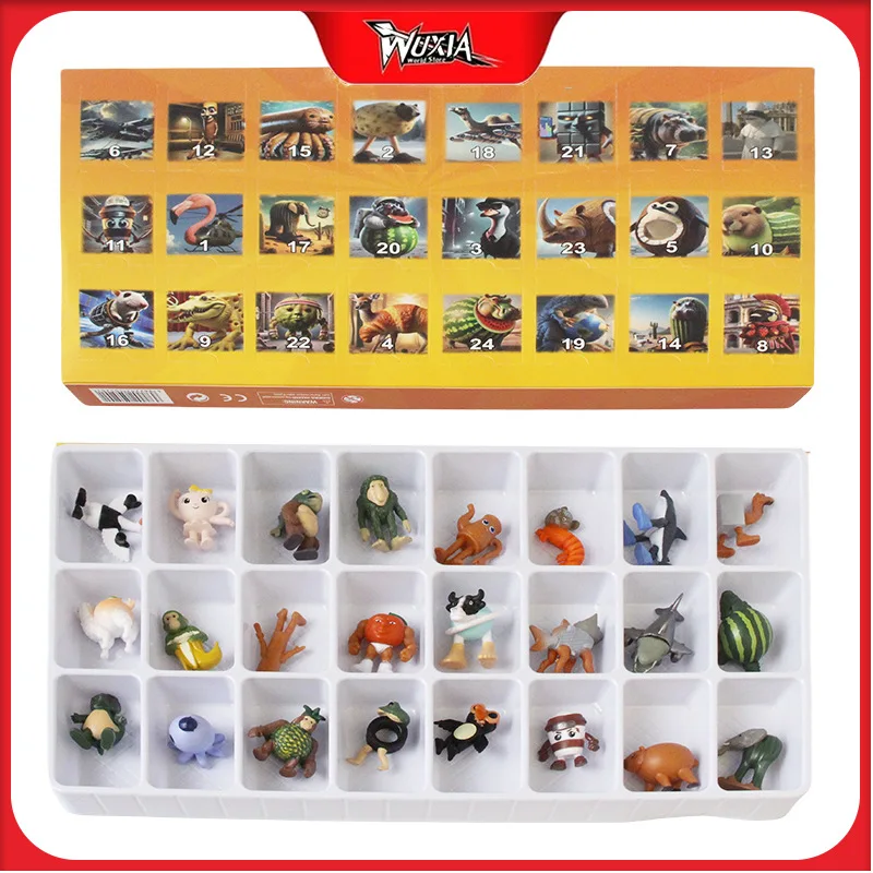 

24Pcs Italian Brainrot Tung Tung Sahur Figures Doll Tralalero Tralala Bombardino Crocodilo Shimpanzini Bananini Model Toy Gift