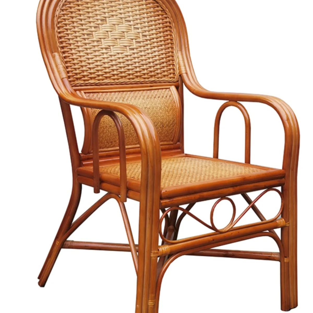 Woven with armrest office chair three-piece set household balcony leisure chair