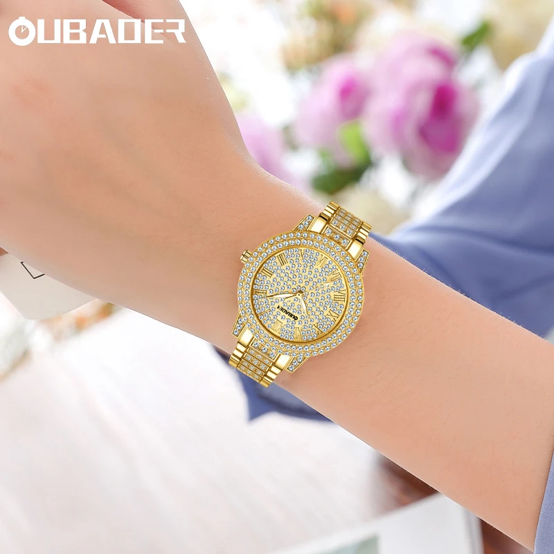 Oubaoer-reloj de cuarzo de acero inoxidable para mujer, accesorio de marca de lujo, resistente al agua, con calendario, a la moda, exquisito y de nicho