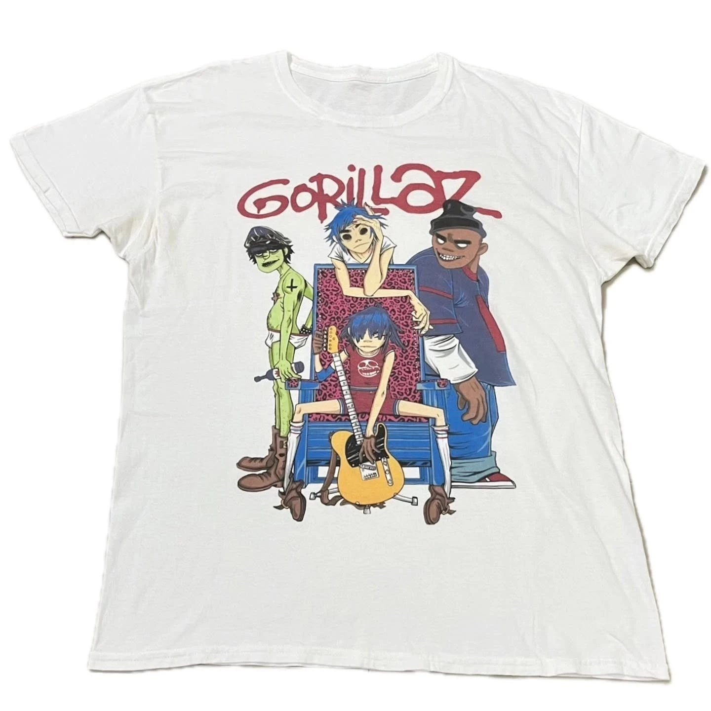 Rare Gorillaz Virtual Rock Band Shirt Vintage Style Cartoon Graphic Tee Cotton Mens Womens T-Shirt Summer Streetwear