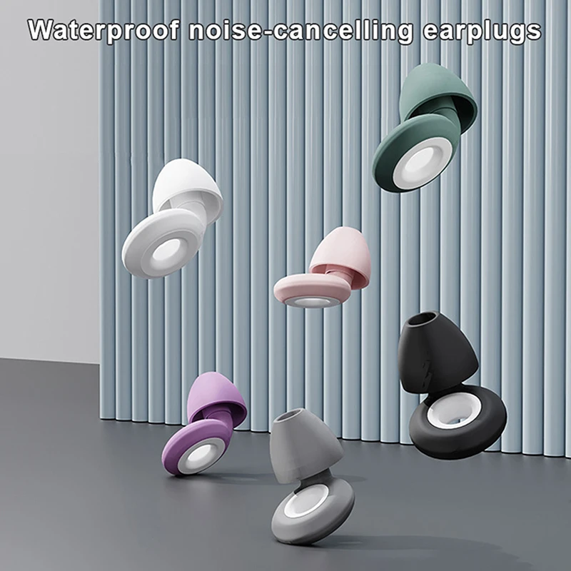 

Sleep Noise Reduction Earplug Soft Silicone Ear Muffs Noise Protection Travel Reusable Swimming Waterproof Ear Plugs