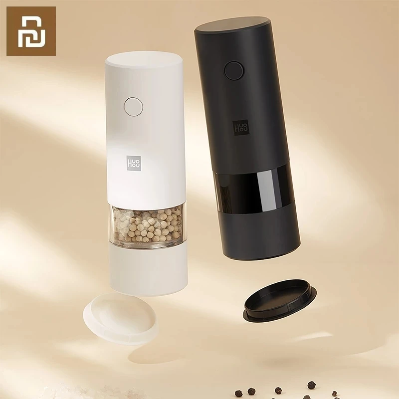 Huohou เครื่องบดไฟฟ้าพริกไทยเครื่องปรุงรสเครื่องเทศ GRAIN Mill เกลือ Shaker ไฟ LED 5โหมดครัวทำอาหาร TOOL