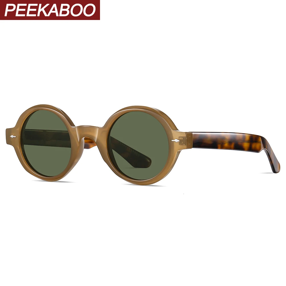 Peekaboo TR90 retro round sunglasses polarized unisex acetate uv400 anti blue light glasses for women men green brown drop ship