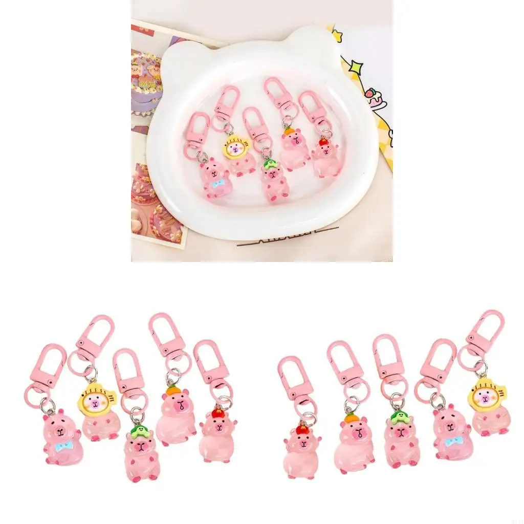 91AF 5Pcs Adorable Nighttime Stylish And Practical Glow Effect Keychain For Bags and Gifting Occasion