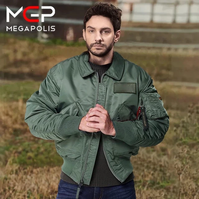 Men s Bomber Jacket Classic Lightweight Flight Jackets Warm Comfortable Water Resistant Red Ribbon Sleeve Shirring Coat AliExpress