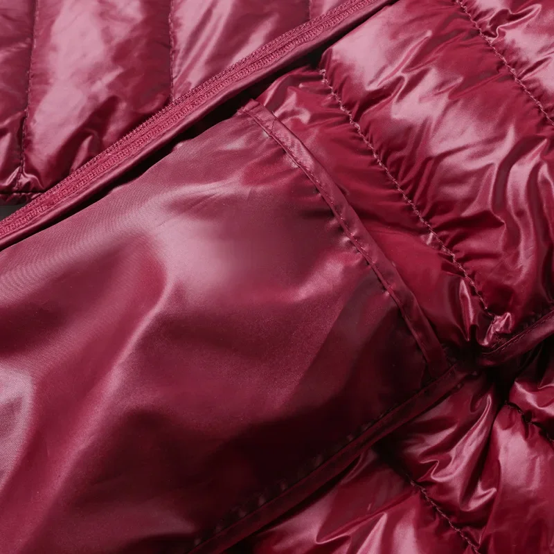 المرأة مع مقنعين أسفل معطف الإناث قبعة انفصال سميكة طويلة أسفل سترة المرأة الشتاء سترة خفيفة للغاية أسفل #4