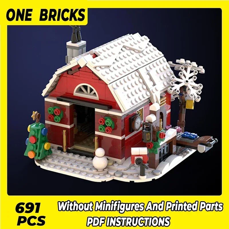 

Moc Building Blocks Street View Model Santa's Studio Technical Bricks DIY Assembly Construction Toys For Childr Holiday Gifts