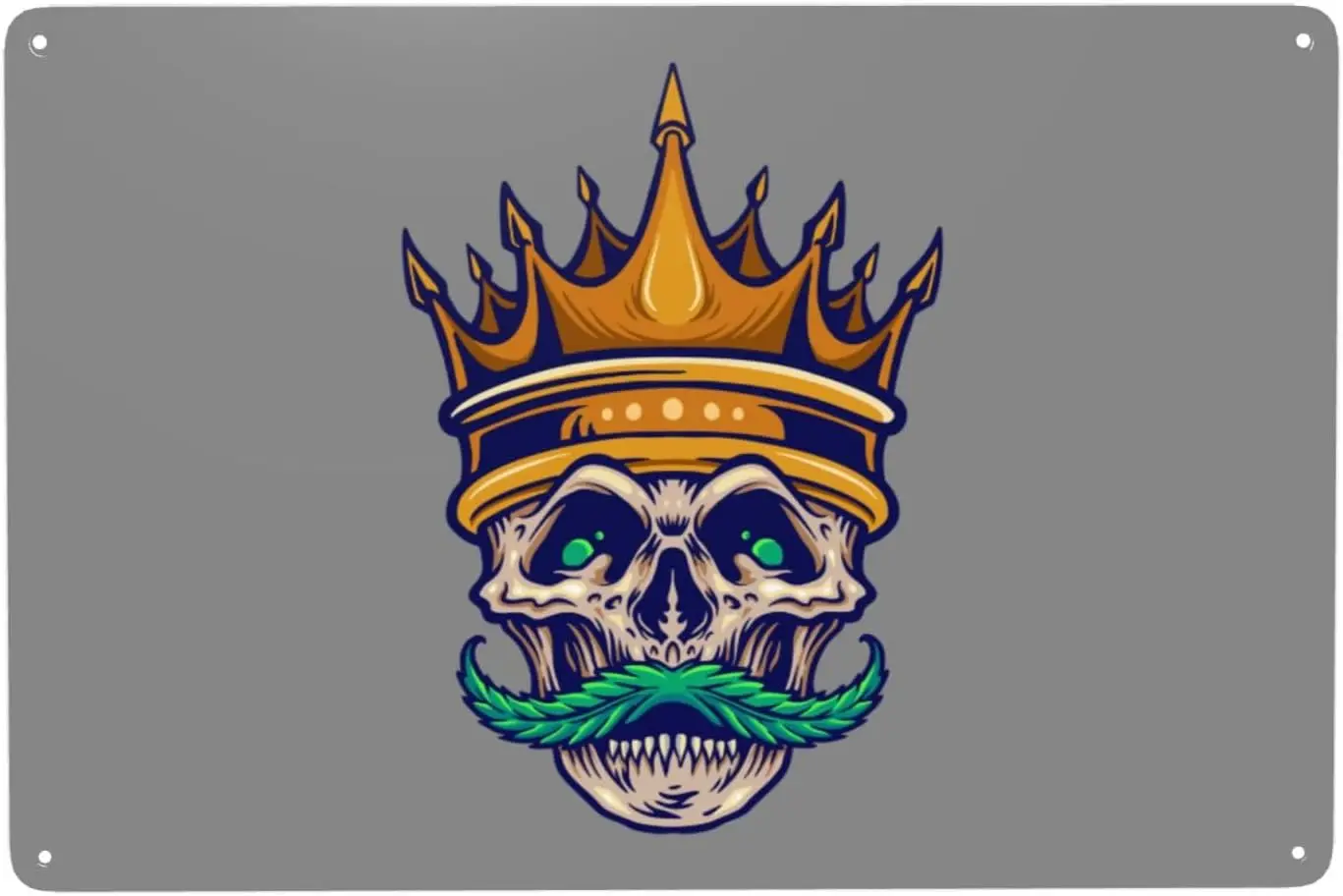 Crown Of Rage Skull With Beard Tin Signs   Funny Vintage Metal Sign Man Cave Decor Garage Wall Decor