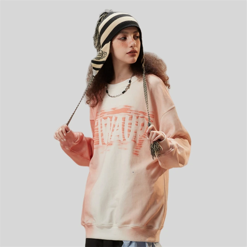 Women\'s Oversize Pink Streetwear Sweatshirt Harajuku Fashion Women New In Round Neck Sweatshirts Y2k Men 2023 Pullovers Designer