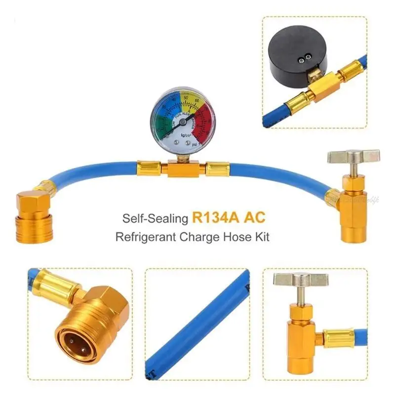 مقياس ضغط 27RB مجموعة خرطوم شحن مجموعة تكييف الهواء شحن المواد النحاسية المواد النحاسية مثالية لأنظمة التبريد