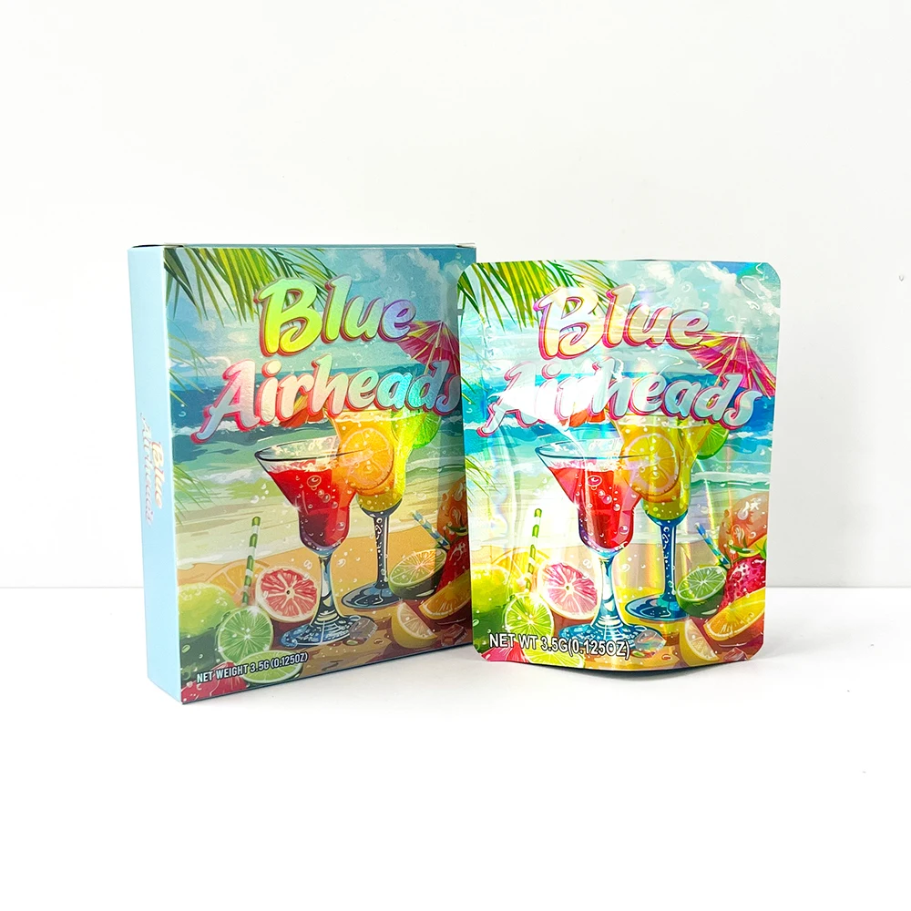 New 3.5 Gram Hologram Combo Pack Box Set With 3.5g Mylar Bag Storage Packaging Paper ZipLock Pouch Kit Case Cartoon Gift Package