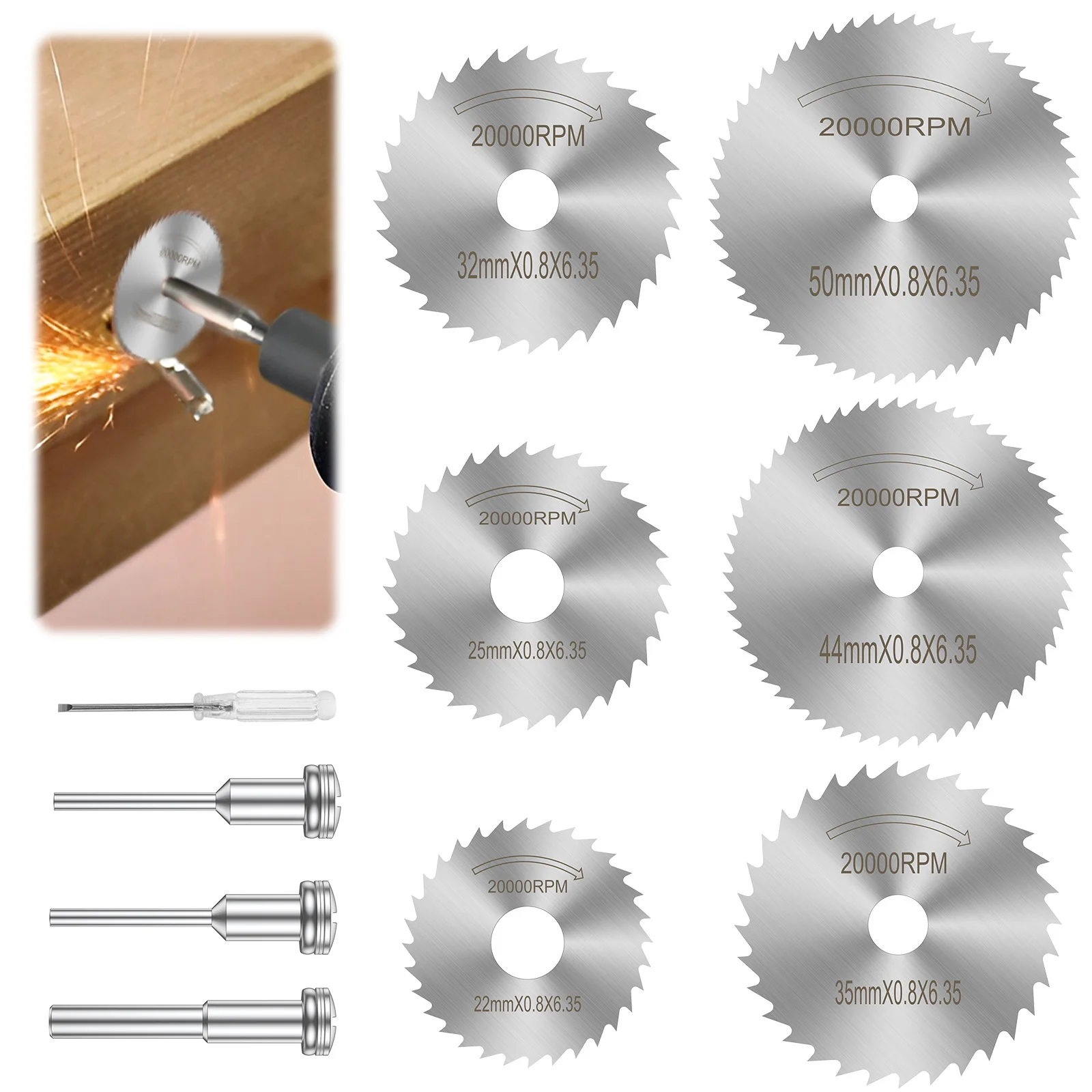 8/10 Pcs Mini Drill Saw Blades Set HSS Circular Saw Disc Wheel Cutting Blade with Mandrel for Cutting Wood PVC Pipe Soft Metal