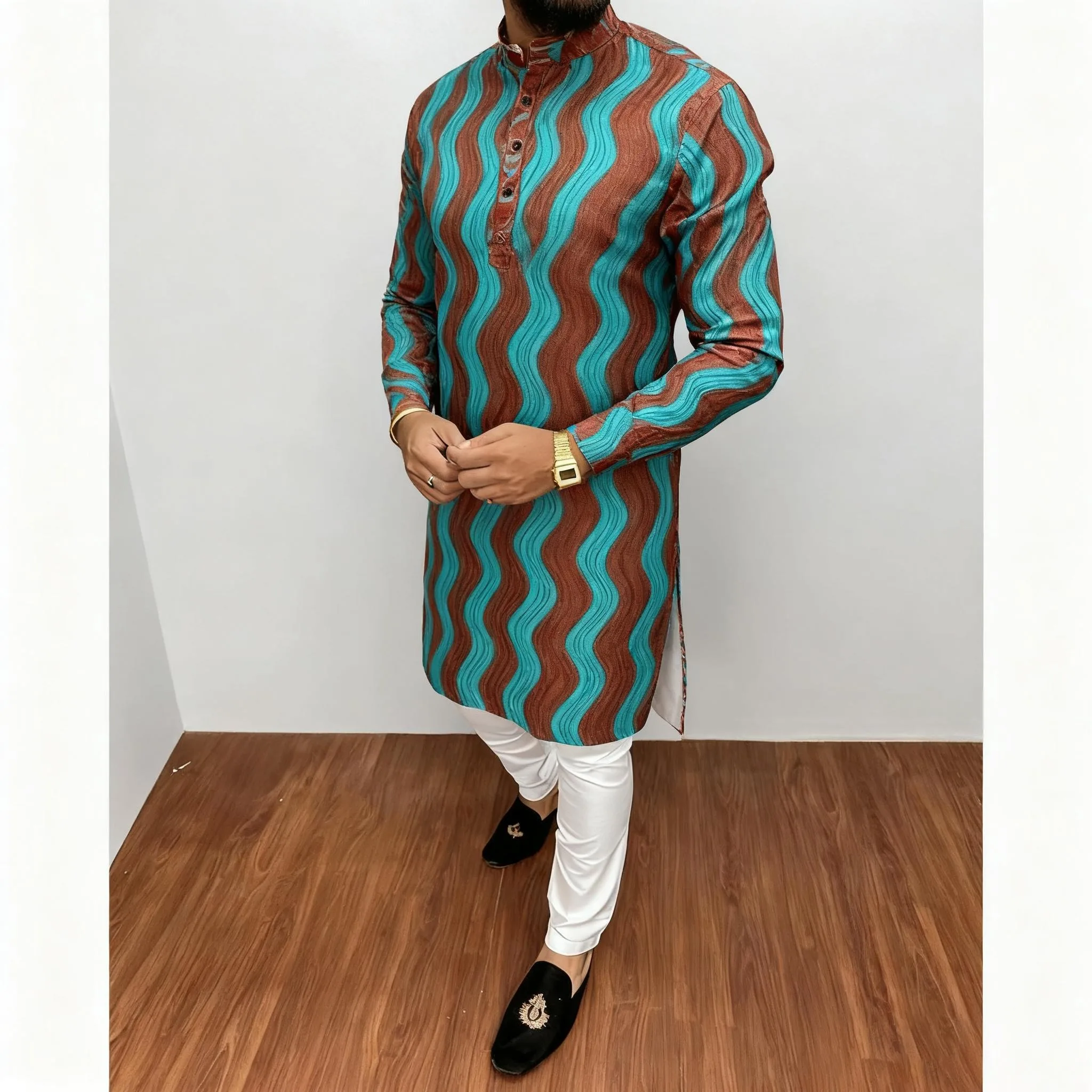 جديد الرجال الرقمية المطبوعة كورتا فاردهة منتظم صالح اليوسفي طوق طويل مناسبة النمط الوطني ملابس مسلمة المغربي Thobes الرجال #5