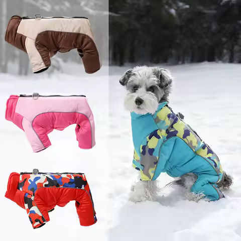 Windproof Dog Clothes Winter Warm Puppy Jumpsuit Reflective Pet Costume For Small Medium Dogs Cats Chihuahua Schnauzer Outfits